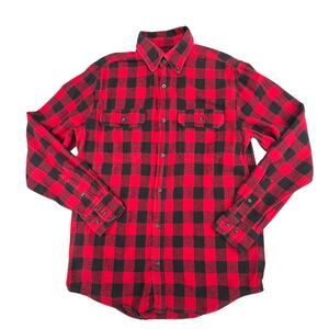 Faded Glory Top Mens Small Rustic Red Tartan Plaid Flannel Lumberjack Shirt